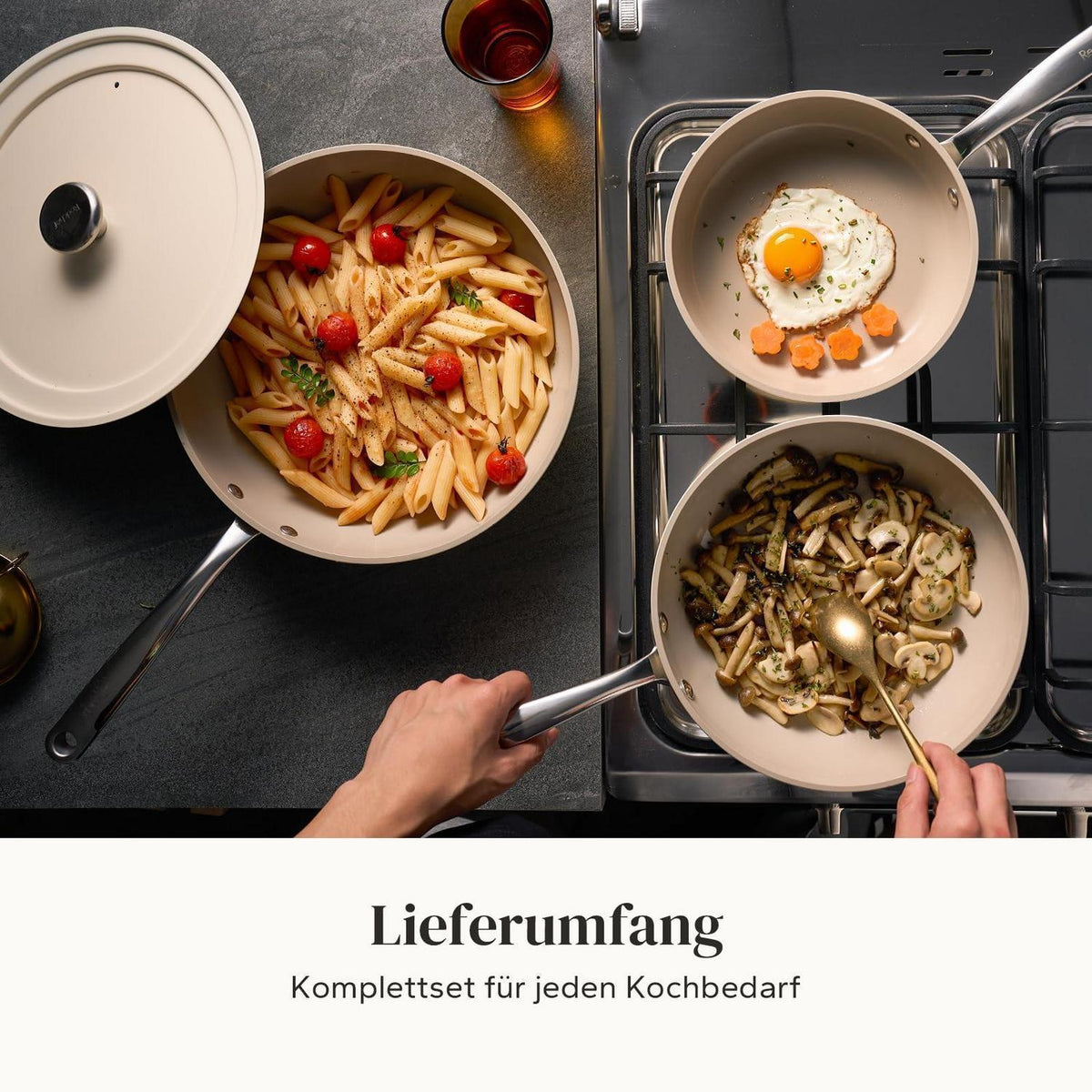 Keramik Pfannenset 20/24/28 cm – Antihaft, Induktionsgeeignet & Ofenfest