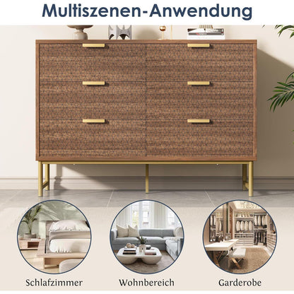 Kommode 6 Schubladen Nussbaum – Modernes Schlafzimmer Möbel
