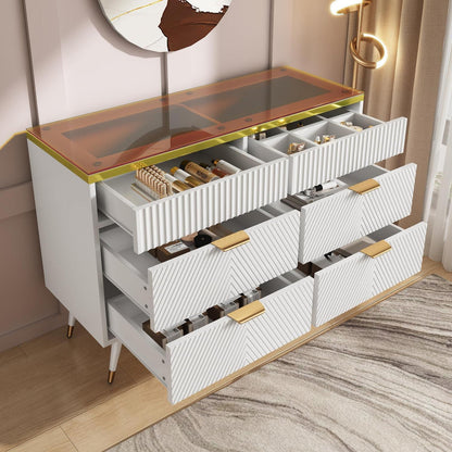 Bernstein Glas Kommode mit 6 Schubladen & Facheinteilung