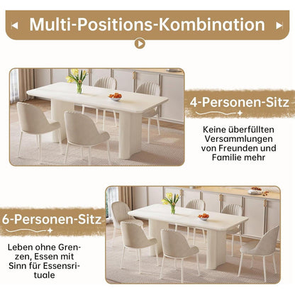 Weißer Esstisch Set mit 4 gepolsterten Stühlen – Modern & Platzsparend