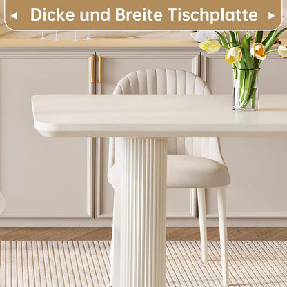 Weißer Esstisch Set mit 4 gepolsterten Stühlen – Modern & Platzsparend