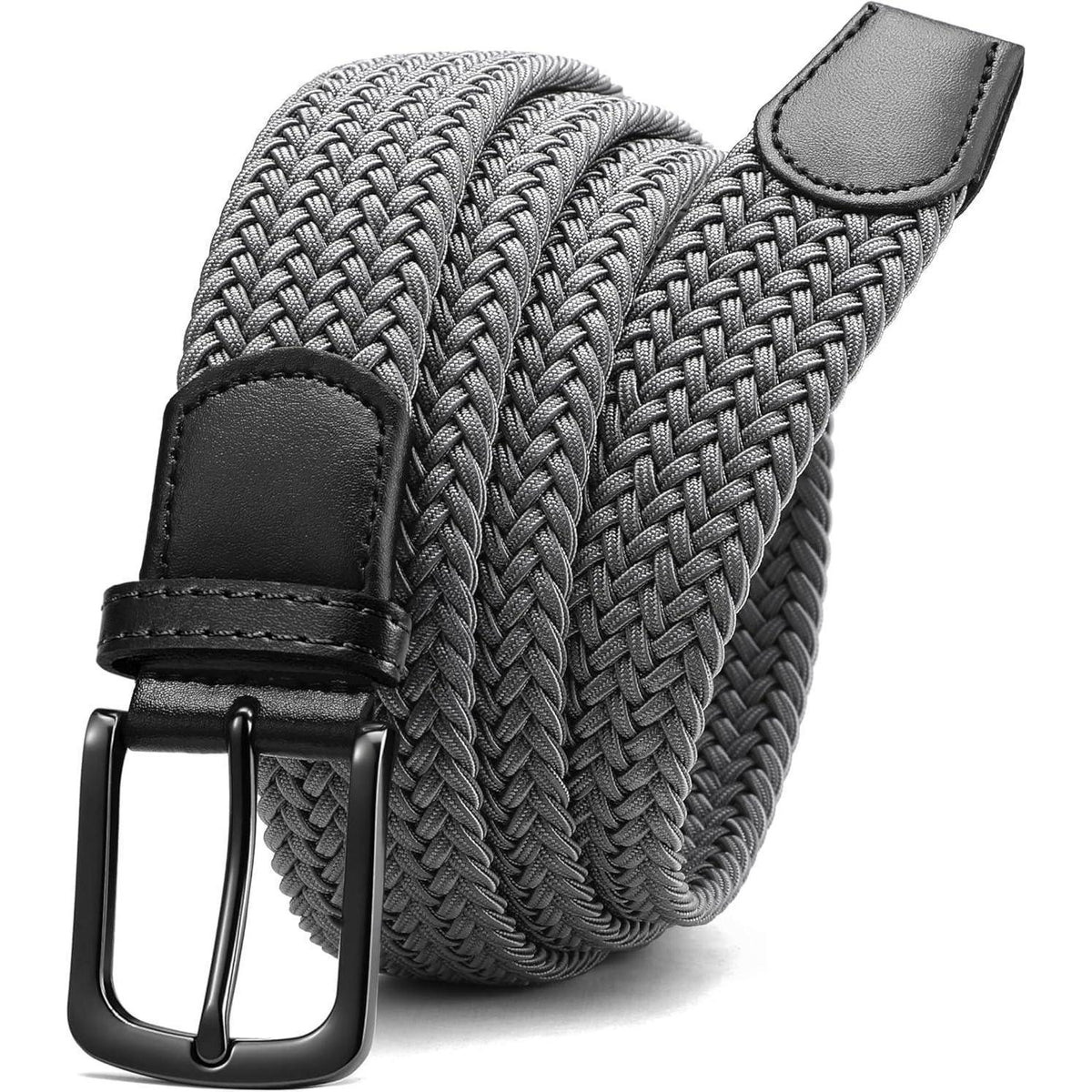 Elastischer Flechtgürtel Herren, Stoff, stufenlos verstellbar, Grau