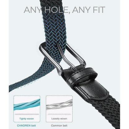Elastischer Flechtgürtel Herren, Stoff, stufenlos verstellbar, Grau