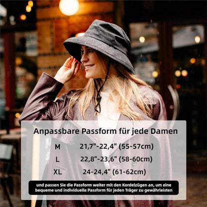 Faltbarer Damen Regenhut mit Kinnband & UPF50+ Schutz