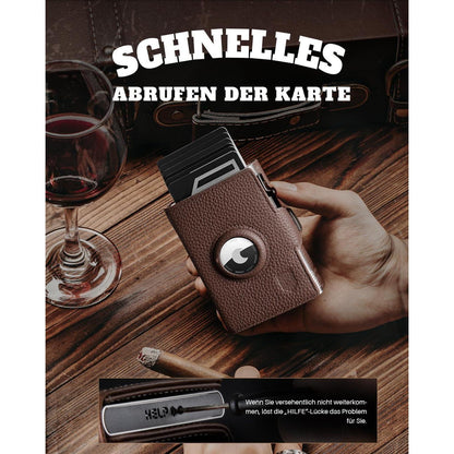 Smart Wallet mit Münzfach, RFID Schutz, Leder, Schwarz Silber Braun
