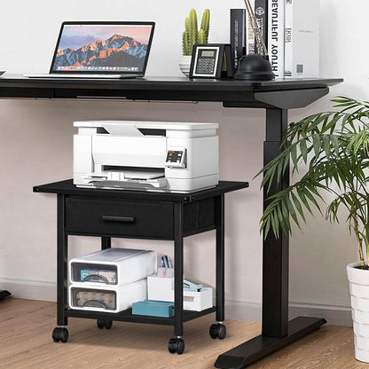 LELELINKY Druckertisch mit Rollen und Schublade, Mobiler