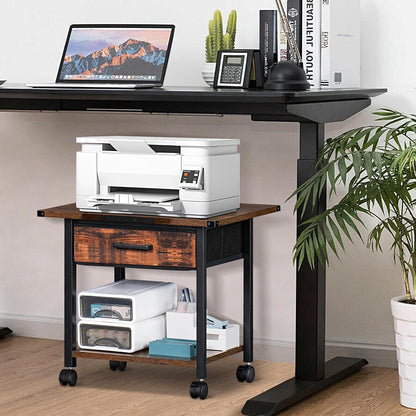 LELELINKY Druckertisch mit Rollen und Schublade, Mobiler