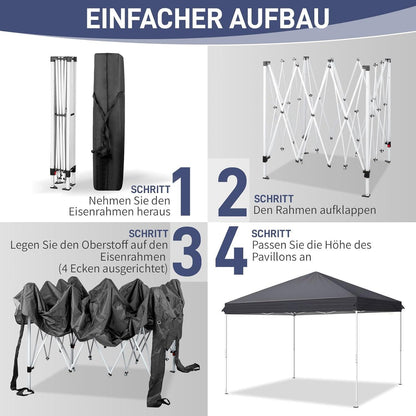 3x3m Faltpavillon wasserdicht mit 4 Seitenwänden