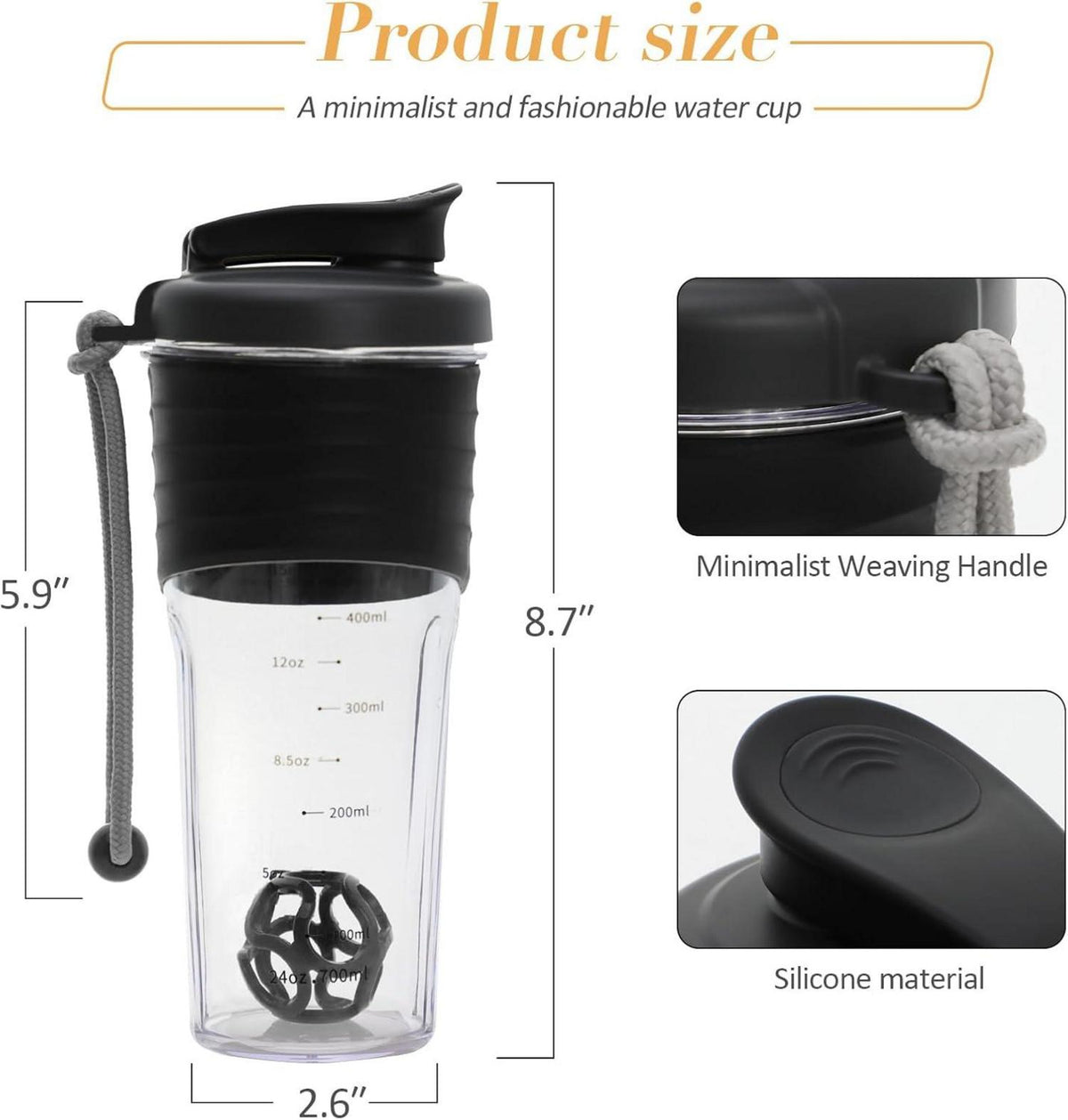 2er Set Protein Shaker 700ml TRITAN Rührball eiweiss shaker für super cremige Fitness Eiweiß Shakes