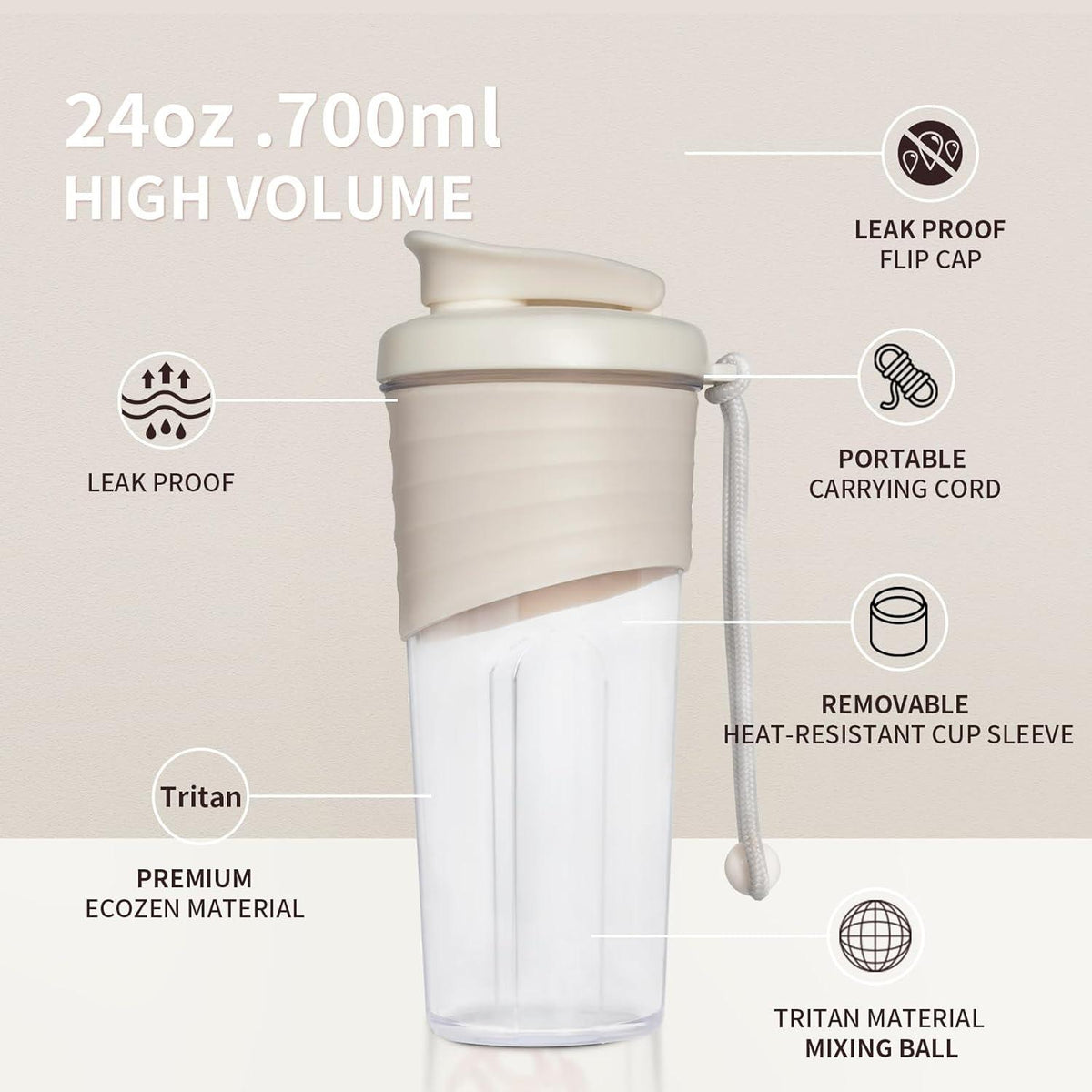 2er Pack Protein Shaker TRITAN 700ml Schwarz Weiß Fitness Shake
