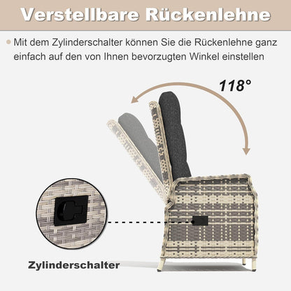 Trumbeak Polyrattan Gartenmöbel Set - 2 Personen Lounge Schwarz