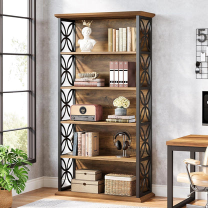 6-Ebenen Bücherregal Industriell, 180cm, Braun