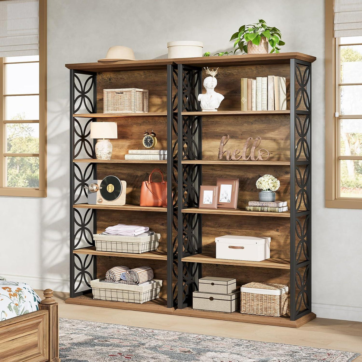 6-Ebenen Bücherregal Industriell, 180cm, Braun