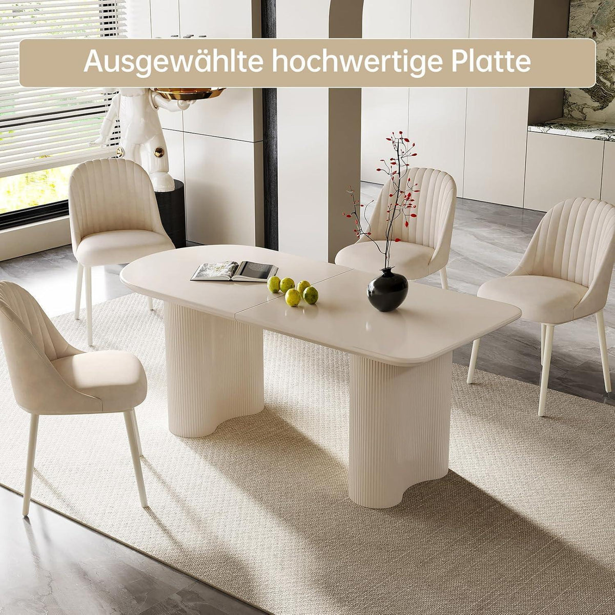 Weißer Esstisch 180cm – Modern & Platzsparend für 6-8 Personen