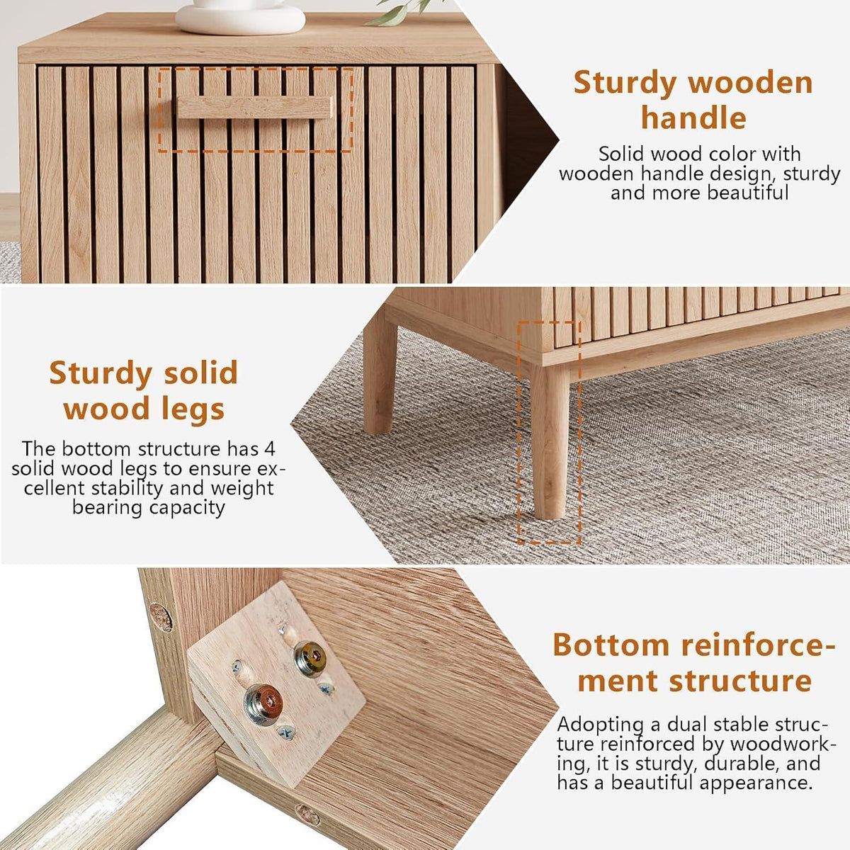 Holz Couchtisch mit Schublade & Ablage – 100x43x50 cm