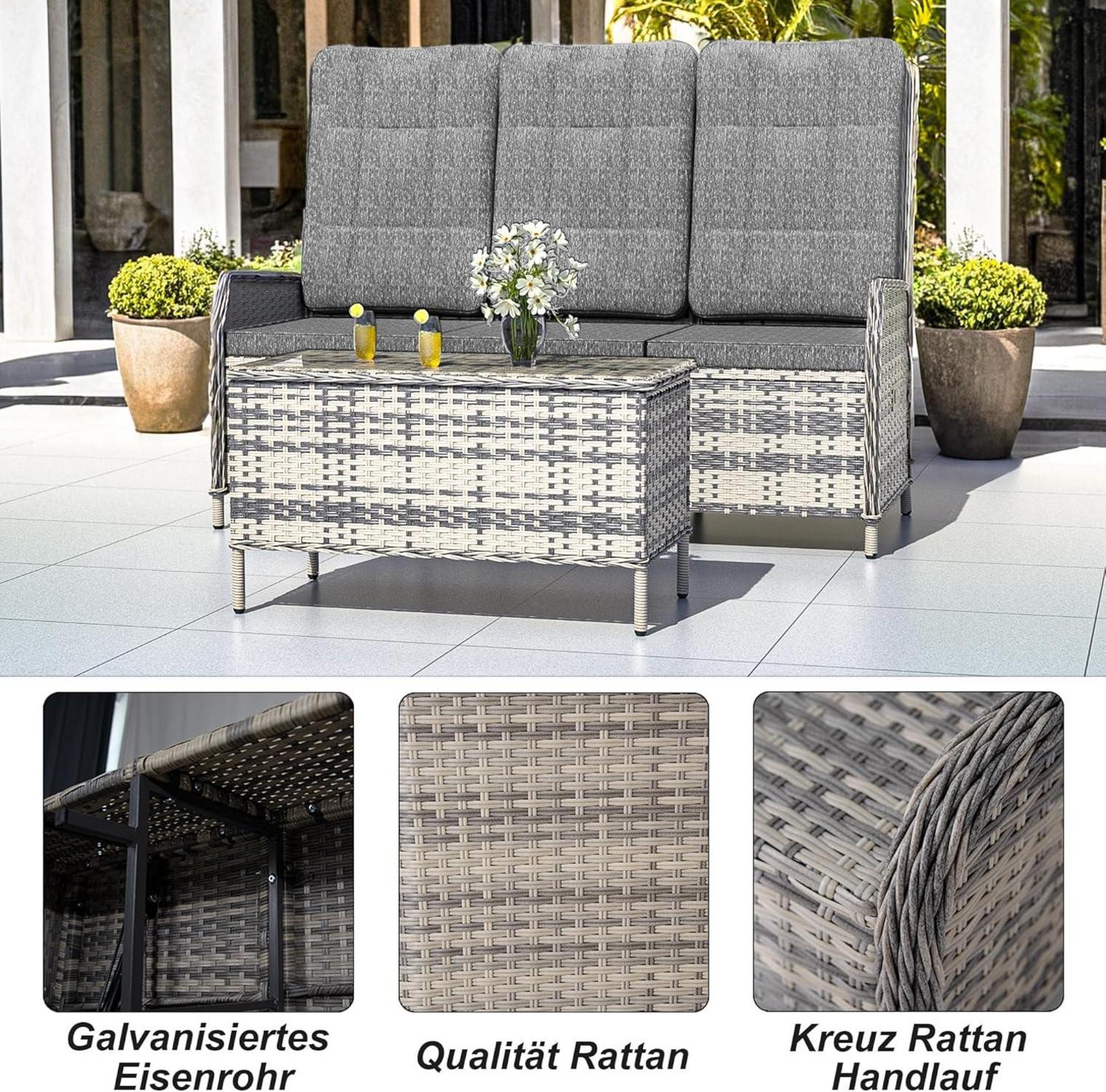 Trumbeak Polyrattan Lounge Set - 3 Personen Gartenmöbel
