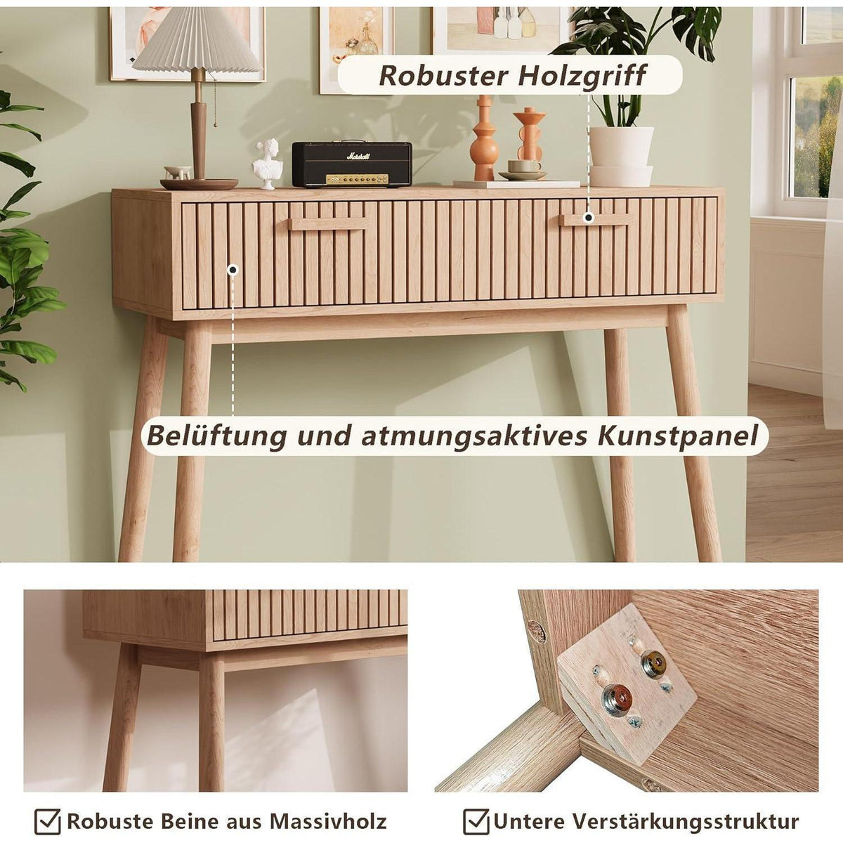 Schreibtisch mit 2 Schubladen – Eiche Optik, 100x80cm