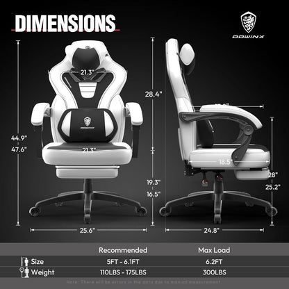 Dowinx Gamingstuhl mit Fußstütze, Massage und ergonomischem