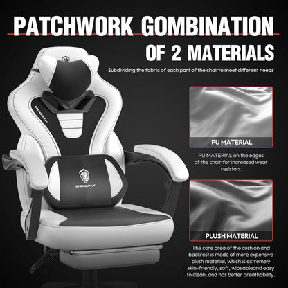 Dowinx Gamingstuhl mit Fußstütze, Massage und ergonomischem