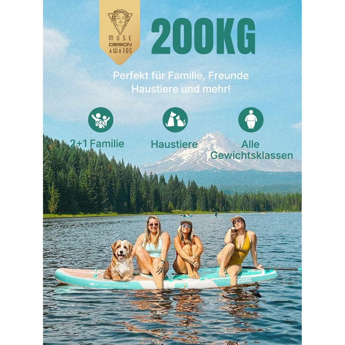 Aufblasbares Stand Up Paddle Board für 2 Personen mit Zubehör