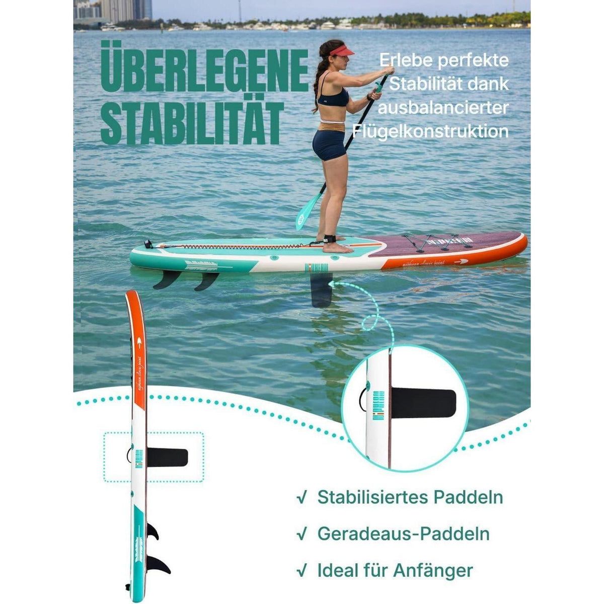 Aufblasbares Stand Up Paddle Board für Erwachsene, 320cm, 200kg Tragkraft, mit Sitz