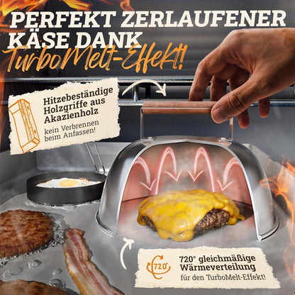 Edelstahl Plancha Grillplatte 30x40cm mit Burger Master Set
