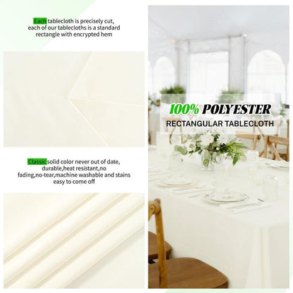 8x Elfenbein Tischdecken Rechteckig 153x320cm – Hochzeit, Bankett