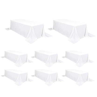 Weiße Tischdecken 8er-Set, 229x396 cm, Rechteckig für Bankett & Events