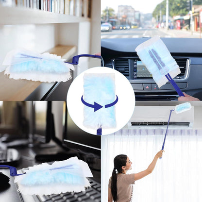 60 Stück Staubmagnet Duster Einweg Staubwedel 2Handgriff Tierhaare Schmutz
