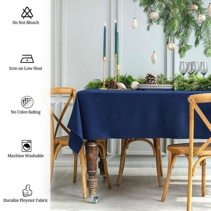 8x Marineblaue Tischdecken 153x320cm – Rechteckig & Waschbar