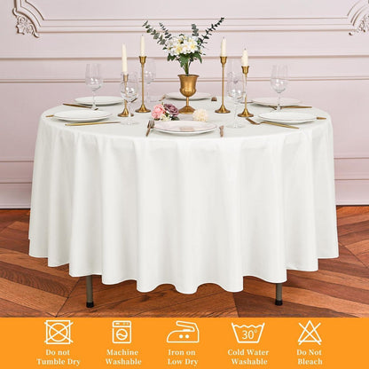 8x Runde Tischdecke Elfenbein 305cm – Waschbar & Elegant