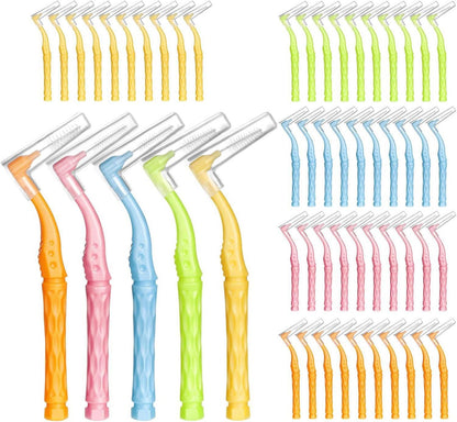 50 Interdentalbürsten L-Form 5 Größen Rutschfester Griff Dentalbürsten