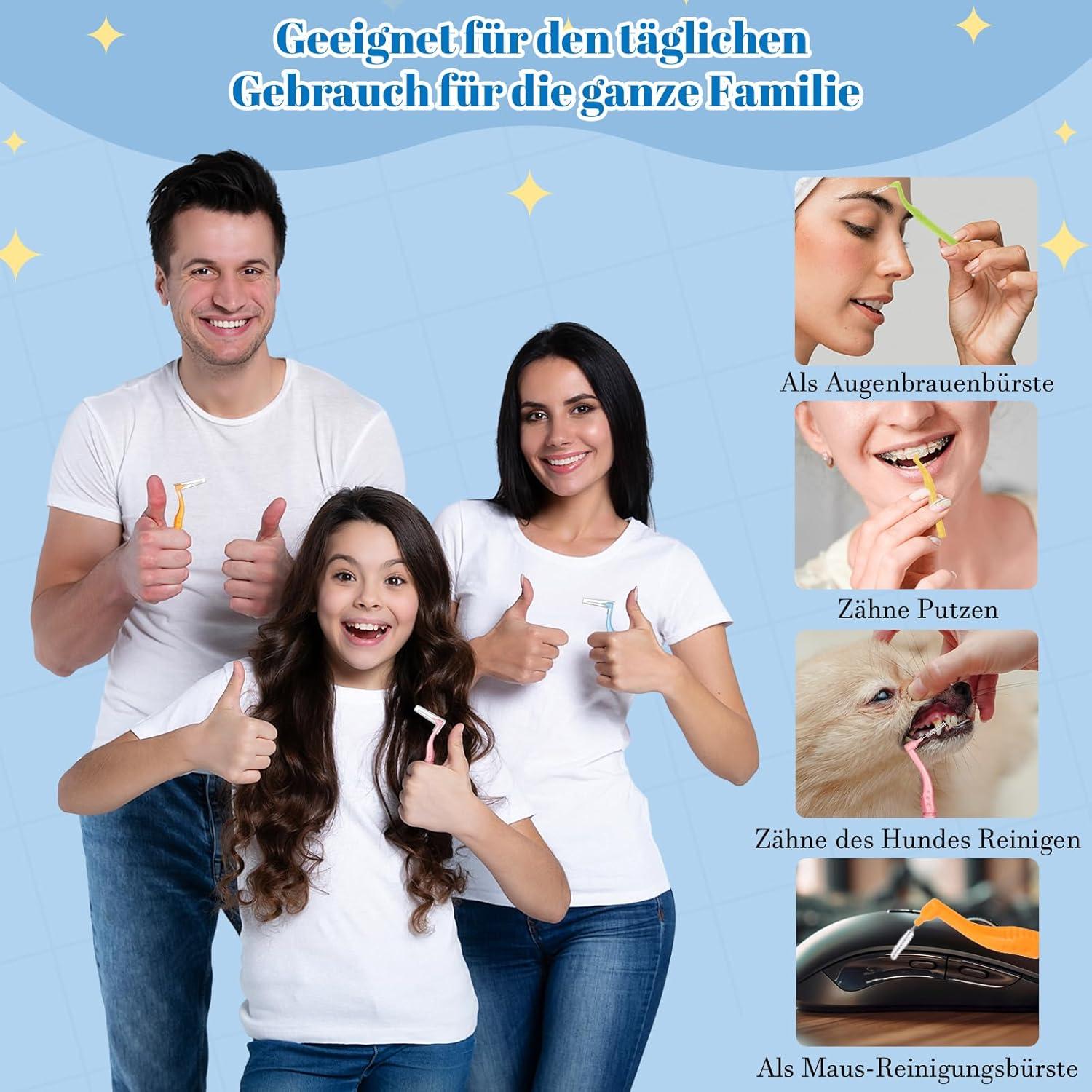 Interdentalbürsten Set 50 Stück L-Form 5 Größen