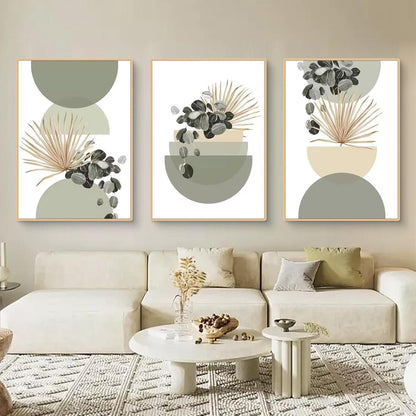 3er Set Boho Poster Grün Pflanzen Wandbilder Wohnzimmer Schlafzimmer