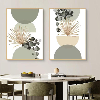 3er Set Boho Poster Grün Pflanzen Wandbilder Wohnzimmer Schlafzimmer