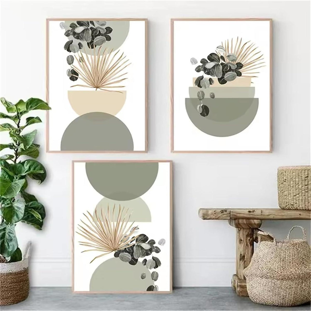 3er Set Boho Poster Grün Pflanzen Wandbilder Wohnzimmer Schlafzimmer