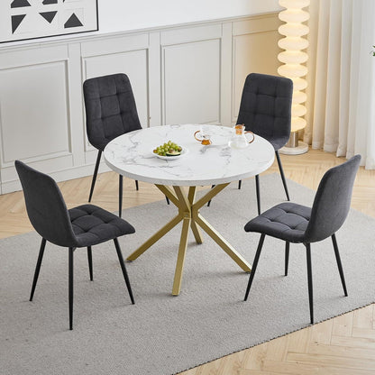Moderner runder Esstisch weiß & gold – 100cm Küchentisch für 4-6 Personen