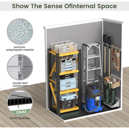 Wetterfestes Gartenhaus 152x92x192cm – Grau & Weiß