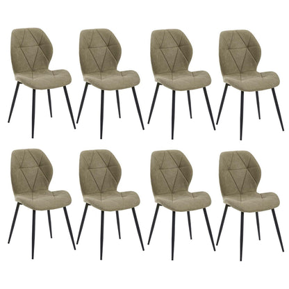 8 Esszimmerstühle Modern Gepolstert Grün Rautenmuster