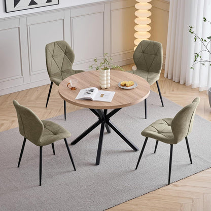 8 Esszimmerstühle Modern Gepolstert Grün Rautenmuster