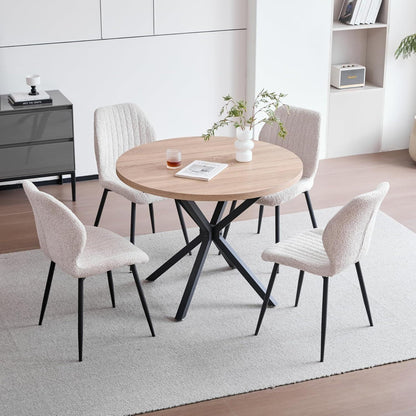 4er Set Esszimmerstühle Modern Beige Streifenmuster