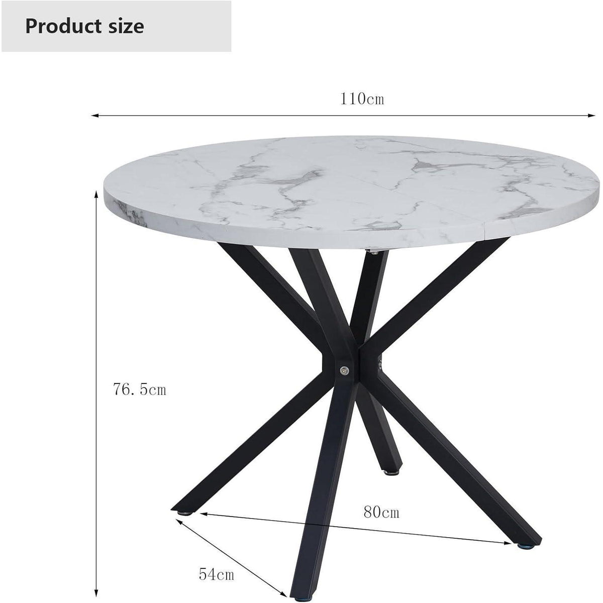 Moderner runder Esstisch weiß & schwarz – 100cm für 4-6 Personen