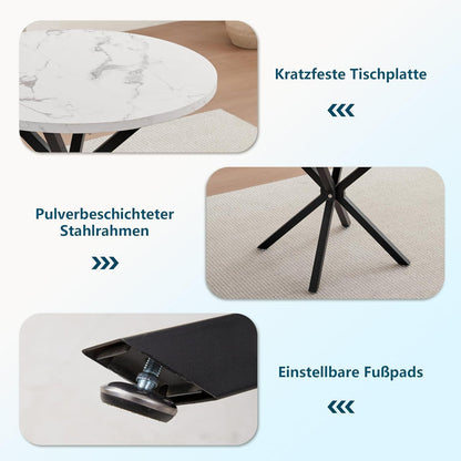 Moderner runder Esstisch weiß & schwarz – 100cm für 4-6 Personen