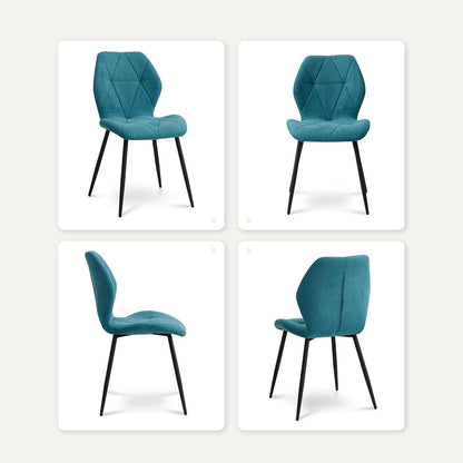 4er-Set Esszimmerstühle Modern Blau Gepolstert mit Rautenmuster