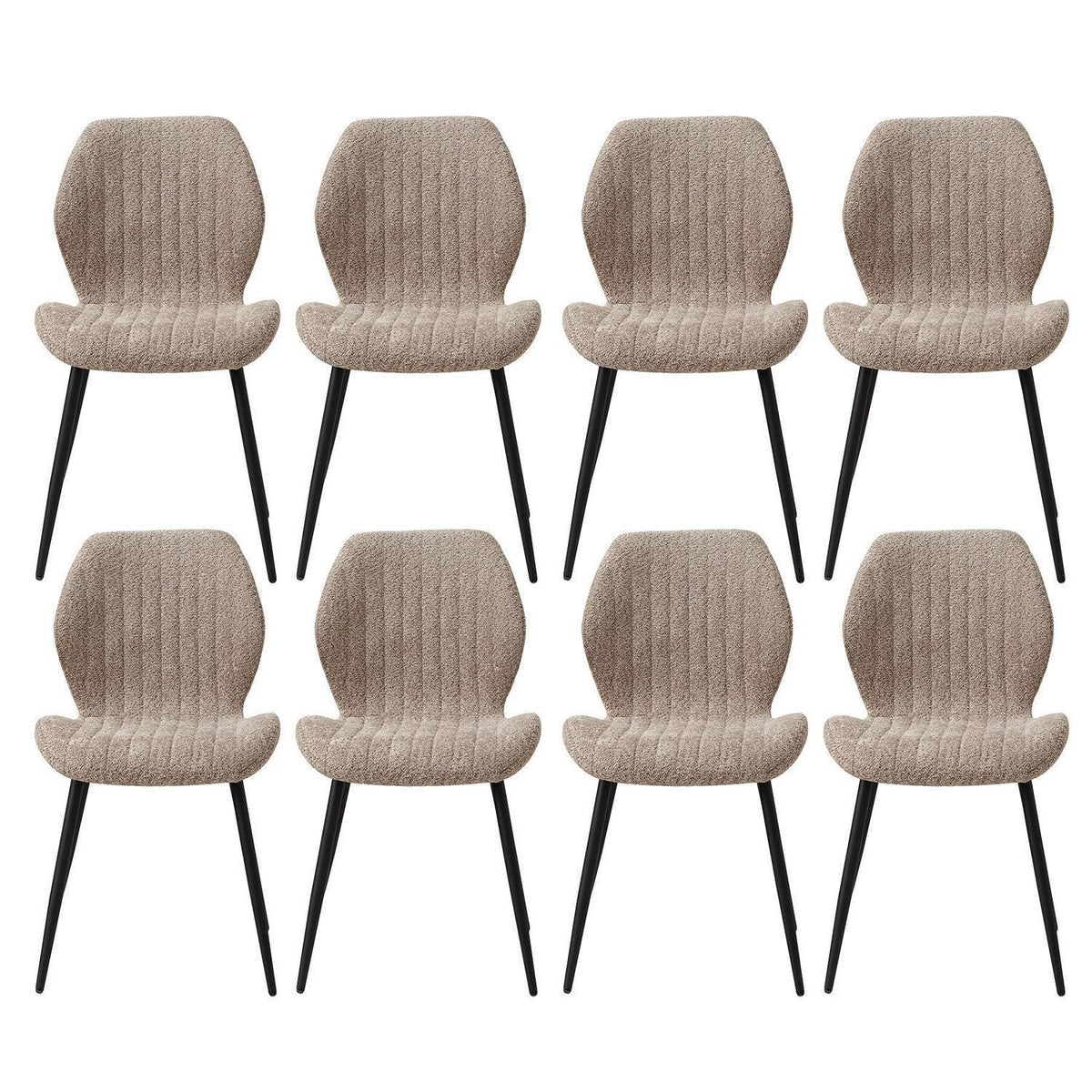 8er Set Moderne Esszimmerstühle Braun mit Streifenmuster