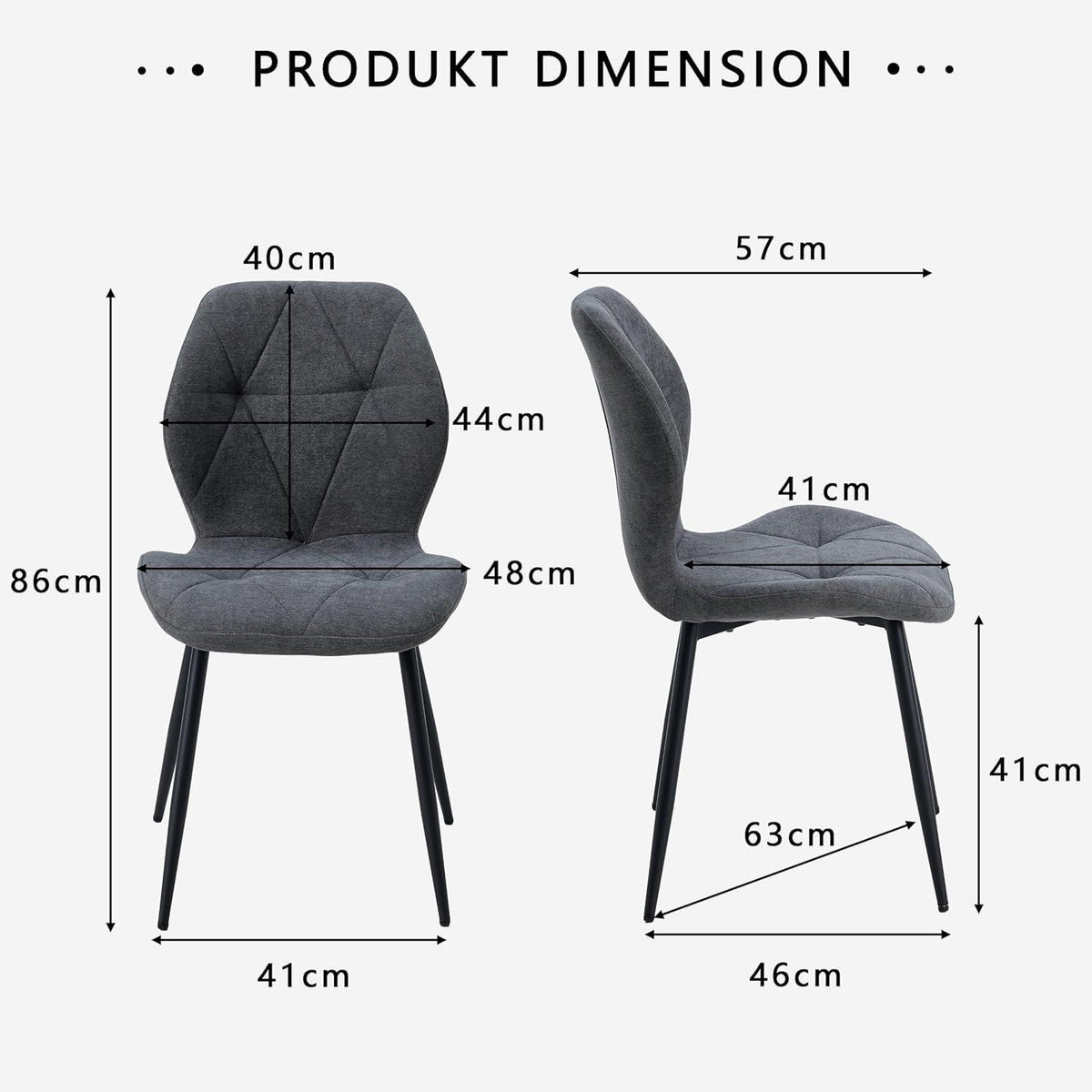 8 Esszimmerstühle Modern Gepolstert Dunkelgrau