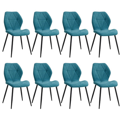 8 Esszimmerstühle Modern Blau Gepolstert mit Rautenmuster