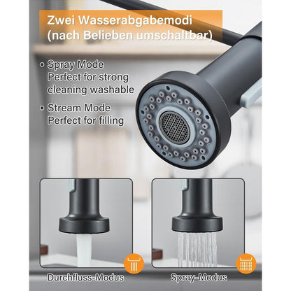 Niederdruck Küchenarmatur 360° Schwenkbar, Schwarz