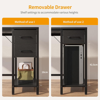 Cubiker Schreibtisch mit 2 Schubladen, Industrie-Design, Stahlgestell, Schwarz