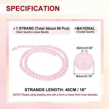 Rosa Quarz Perlen 4mm - Stränge für Schmuck DIY 2026